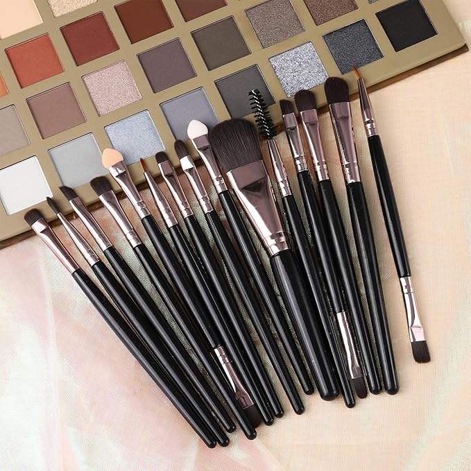 UCANBE Nude Eyeshadow Palette + 15 PCS Makeup Brushes Set, 40 Color Matte Shimmer Glitter Eye Shadow, Neutral Black Dark Grey Smoky Make Up Pallet Gift Kit Highly Pigmented Long Lasting Waterproof-Velvo Beauty