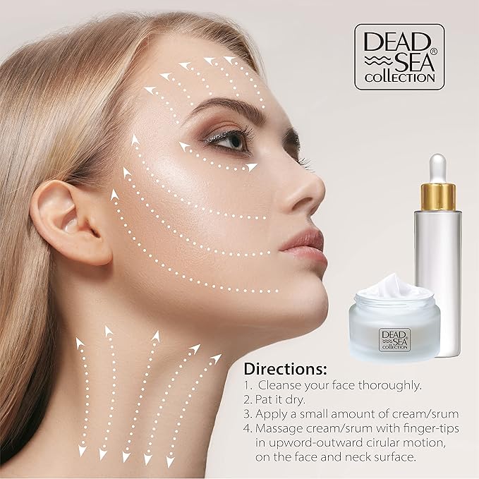 Dead Sea Collection Facial Vitamin C Kit - Day Cream (1.69fl.oz/50ml jar) & Facial Serum (1.69fl.oz/50ml bottle) - Pure Dead Sea Minerals - Anti-Wrinkle Hydration Smooth and Moisturized Skin-Velvo Beauty