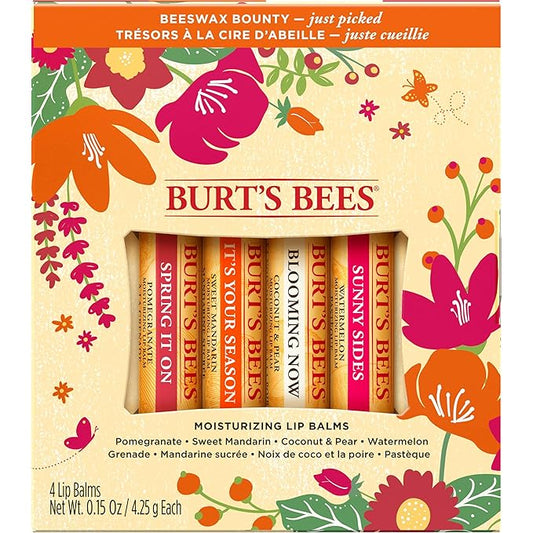 Burt's Bees Gifts, 4 Lip Balm Products, Just Picked Set - Pomegranate, Sweet Mandarin, Coconut Pear & Watermelon (4 Pack)-Velvo Beauty