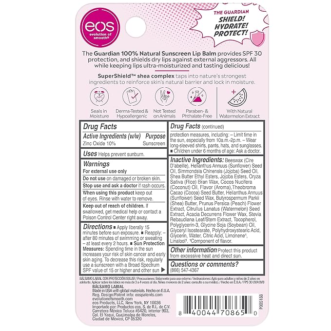 eos Sun Protect - Watermelon | SPF Lip Balm with SPF 30 Protection and Water Resistant | Lip Care to Nourish Dry Lips | Gluten Free | 0.14 oz-Velvo Beauty