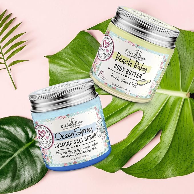 Bella and Bear Beach Baby Body Butter - Moisturizing Shea Cream for Women - Vegan, Cruelty& Oil-Free - Helps Prevents Pregnancy Stretch Marks 6.76-oz-Velvo Beauty