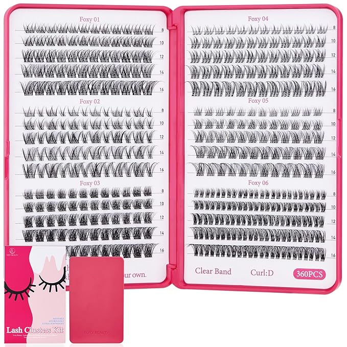 Lash Clusters Kit 432pcs Wispy Lashes Clusters Lash Clusters Clear Band Eyelash Clusters Natural Look Lash Extension Kit Invisible Band Lashes 0.07D-Velvo Beauty