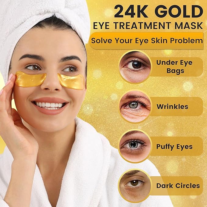 24k Gold Crystal Collagen Eye Mask-Velvo Beauty
