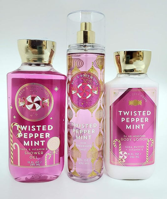 Bath Body Works Twisted Peppermint Mist , Shower Gel and Lotion-Velvo Beauty