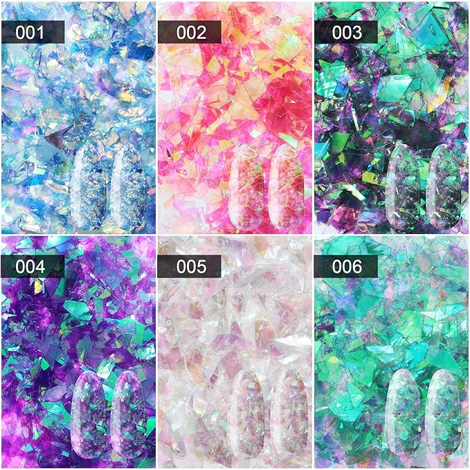 18 Boxes Mermaid Iridescent Chunky Glitter Flakes Chrome Nail Sequins Aurora Holographic Mermaid Nail Glitter Flakes Glitters Chunky Iridescent Flakes for Face Eyes Body Hair Nail Decoration-Velvo Beauty