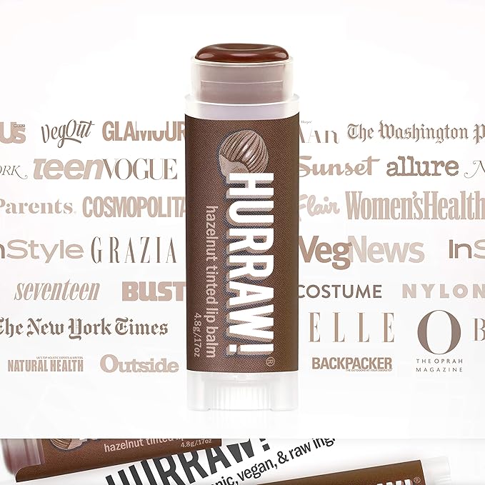 Hurraw! Hazelnut Tinted Lip Balm: (Sheer Brown Tint) Organic, Certified Vegan, Cruelty and Gluten Free. Non-GMO, 100% Natural Ingredients. Bee, Shea, Soy and Palm Free. Made in USA-Velvo Beauty