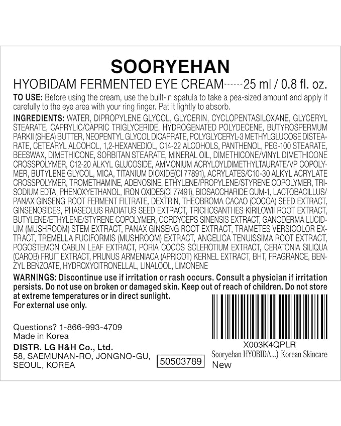 Sooryehan HYOBIDAM FERMENTED EYE CREAM - Korean Skincare, Luxury Premium High-end Cream, Intensive Skin Care (25 ml /0.84 Fl Oz) Korean Skincare-Velvo Beauty