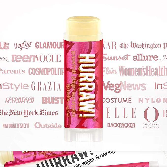 Hurraw! Grapefruit, Ginger, Eucalyptus (Kapha) Lip Balm: Organic, Certified Vegan, Cruelty and Gluten Free. Non-GMO, 100% Natural Ingredients. Bee, Shea, Soy and Palm Free. Made in USA-Velvo Beauty