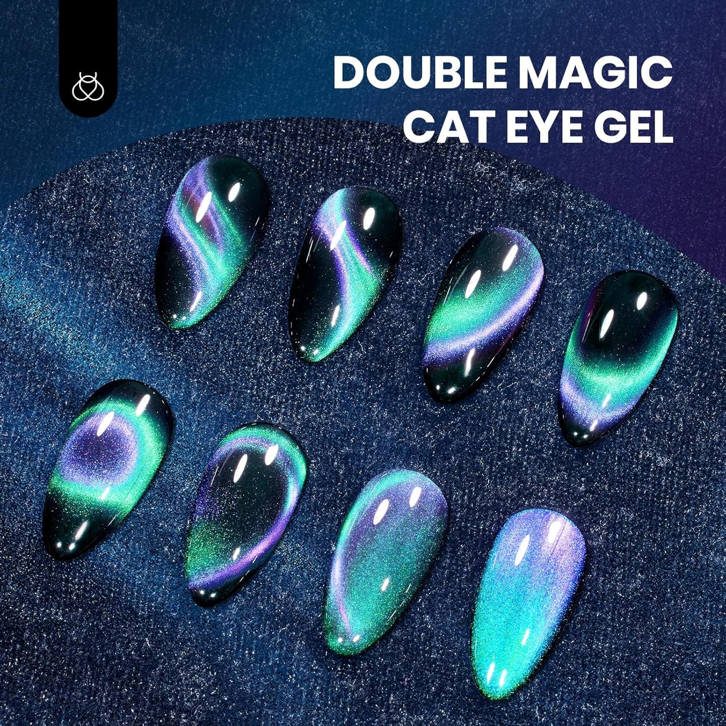 Beetles Cat Eye Gel Nail Polish - 15ML 9D Chameleon Cat Eye Green Purple Double Magic Colors Gel Polish with Magnet Soak Off UV Velvet Gel Galaxy Drift Collection Nail Art Design Gift for Women-Velvo Beauty