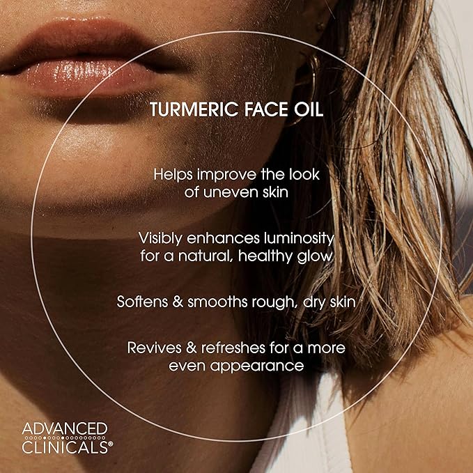 Advanced Clinicals Turmeric Oil Serum For Face | Facial Skin Care Serum With Jojoba + Coconut Oil To Improve Appearance Of Dark Spots & Uneven Skin Tone | Antioxidant Dry Skin Moisturizer, 1.8 Fl Oz-Velvo Beauty