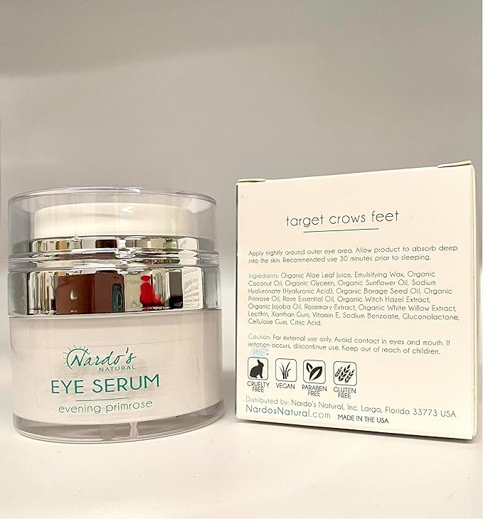 All Natural Anti-Aging Under Eye Cream, for Wrinkles, Dark Circles, Puffy Eyes, Smooth Skin, Moisture, Balance and Hydrate, Night Serum,.5 Oz Made in the USA by Nardo’s Natural Skin Care Products-Velvo Beauty