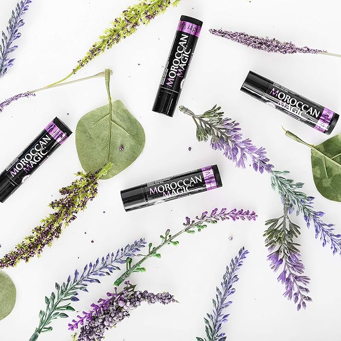Moroccan Magic Organic Lavender Vanilla Lip Balm 3 Pack | Ultra-Hydrating Argan & Essential Oil Lip Moisturizer + Vitamin E | Natural Chapstick for Dry Lips | Smooth, Non-Toxic | Organic Lip Balm-Velvo Beauty