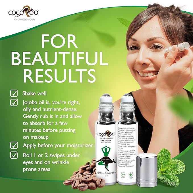 Caffeinated Eye Serum, Nutrient-Dense, 100% Pure, Natural & Vegan (Peppermint)-Velvo Beauty