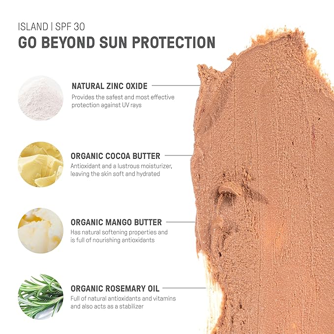 Raw Element Ultra-Moisturizing Tinted Face Cream, Non Toxic Mineral Face Sunscreen, Daily Tinted Moisturizer, Non-Nano Zinc Oxide, Reef Friendly, All Ages, SPF 30, 1.8 oz, Island, Pack of 2-Velvo Beauty