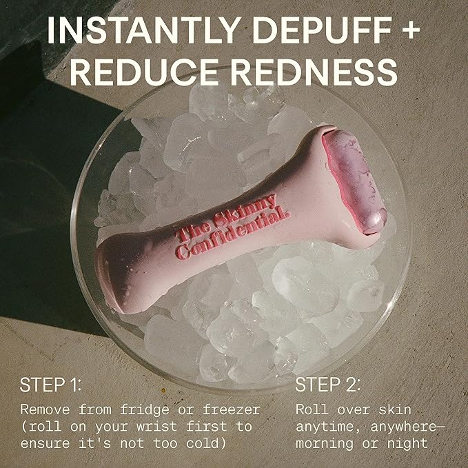 The Skinny Confidential HOT Mess Ice Roller for Face - Facial Roller Skincare Tools Contour, Tighten & De-Puff Skin - Self Care Beauty Gift for Women & Men for Clear, Radiant & Smoother-Looking Skin-Velvo Beauty
