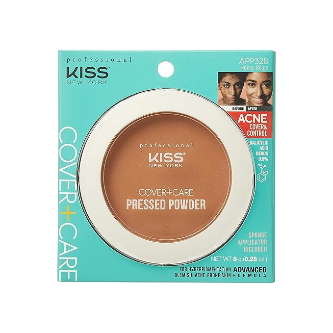 KISS Cover and Care Acne Control Pressed Powder Shine Free Face Light Weight Makeup Setting Powder - APP328 (Honey Beige)-Velvo Beauty