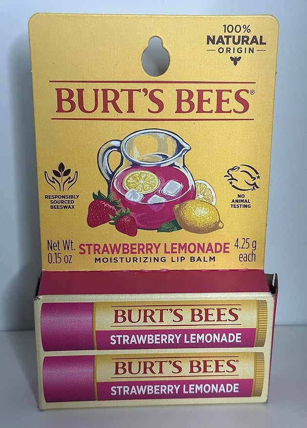 BURTS BEES STRAWBERRY LEMONADE LIP BALM 2 (0.15) TUBES-Velvo Beauty