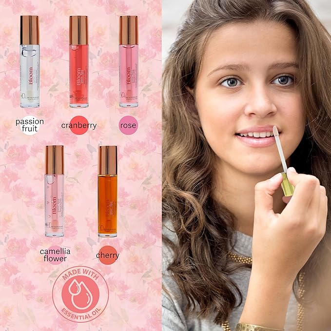 Expressions 5pc Lip Oil Set - Bloom Your Lips Style Essentials Lip Oils, Lip Healing Lip Oil Collection with Precision Applicator Wand | Moisturizing for Everyday Lip Care and Lip Repair (FLORAL)-Velvo Beauty