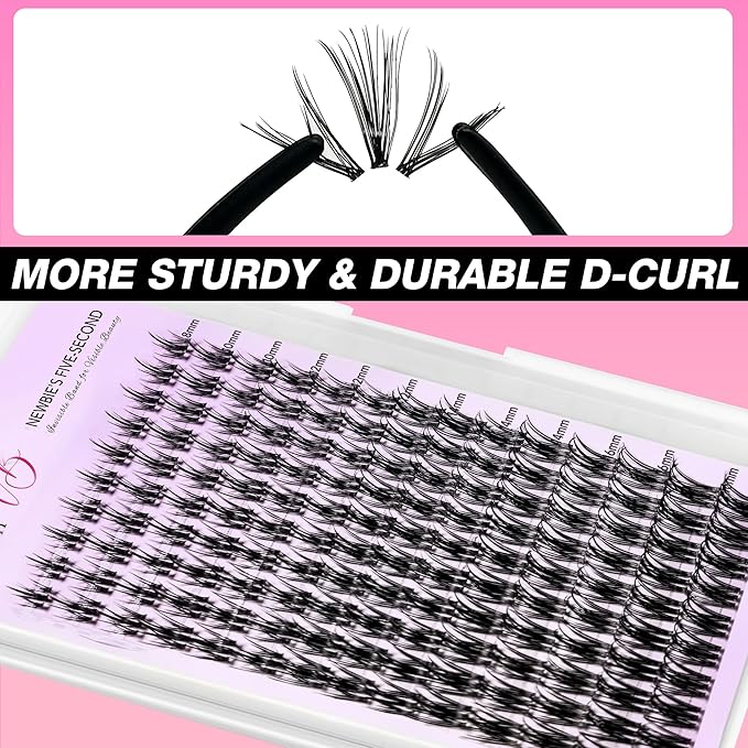 VEYESBEAUTY Lash Clusters Eyelash Extensions Thin & Invisible Band DIY Individual False Eyelashes Newbie's Five-Second Series Wispy Lash Tray for Self-application, Camellia Lashes 8-18mm Mixed Length-Velvo Beauty