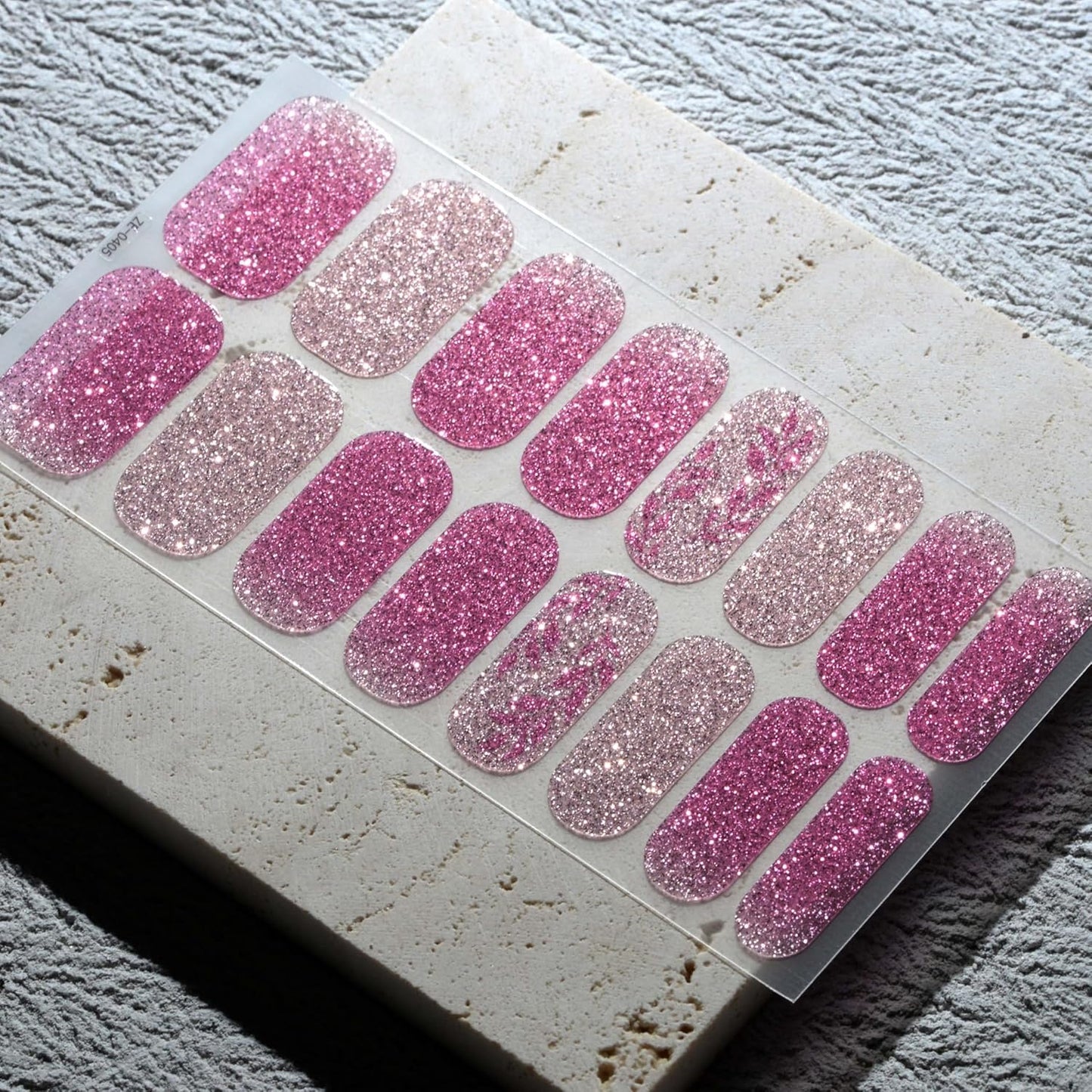 Nail Polish Strips, 32PCS Salon Quality Wraps, Long Lasting Gel Nail Stickers for Women Easy Apply& Remove (Pink Meteor)-Velvo Beauty