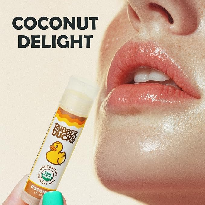 Rubber Ducky Sunscreen - Organic Lip Balm for Women, All Natural Lip Balm Stick with Vitamin E - Moisturizing & Hydrating Lip Balm for Dry Lips - Untinted and Non-Toxic Lip Care - Coconut, 3 Pack-Velvo Beauty