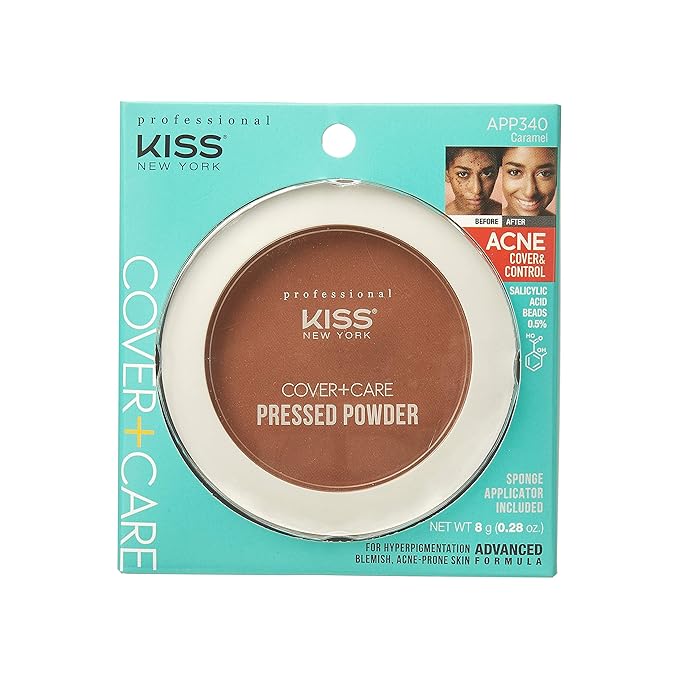 KISS Cover and Care Acne Control Pressed Powder Shine Free Face Light Weight Makeup Setting Powder - APP340 (Caramel)-Velvo Beauty