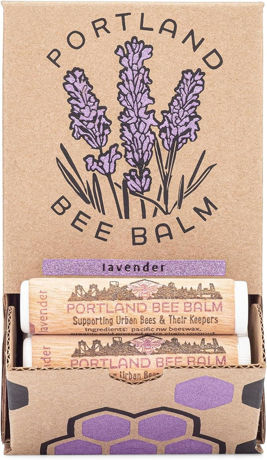 Portland Bee Balm All Natural Handmade Beeswax Based Lip Balm, Lavender 24 Count-Velvo Beauty