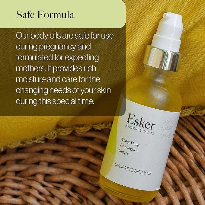 ESKER Natural Uplifting Belly Oil | (2.0oz) | Plant-Based Formulated with Antioxidants Promoting Deep Hydration and Cell Regeneration | Skin Stays Nourished and Resilient During Pregnancy-Velvo Beauty