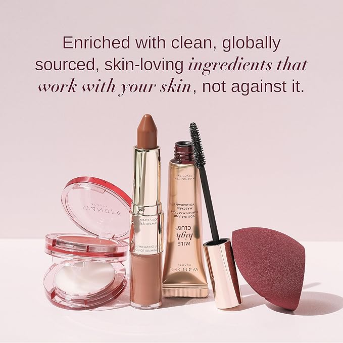 Wander Beauty Hydrating Powder Blush - Lightweight, Rose Blush Makeup with a Blurring, Satin Finish - Buildable Formula with Hyaluronic Acid, Squalane & Aloe Leaf Extract - Are We Bare Yet - 0.18 oz-Velvo Beauty