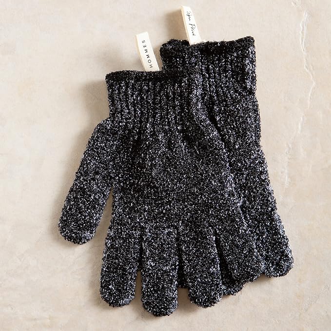 Urbana Spa Prive Men's Bamboo Charcoal Collection, Exfoliating Gloves-Velvo Beauty