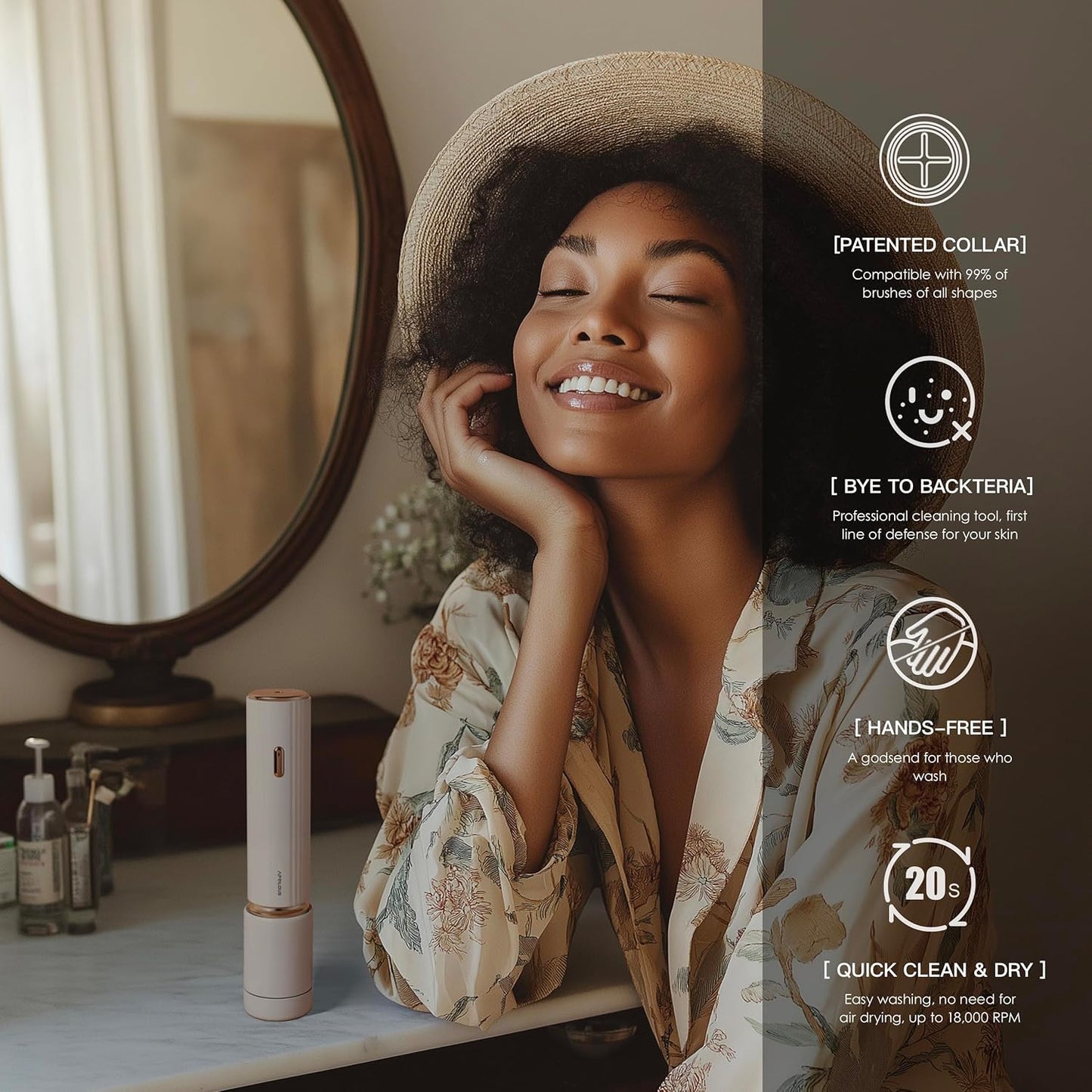 Electric Makeup Brush Cleaner Bundle with Tea Tree Oil Cleaner 6.76 fl.oz & Silicone Mat-Velvo Beauty