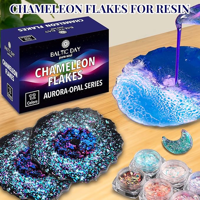 Chameleon Flakes & Chameleon Aurora Opal Flakes - Chameleon Flakes for Resin, Nails - Chameleon Mica Powder for Epoxy Resin, Paint-Velvo Beauty