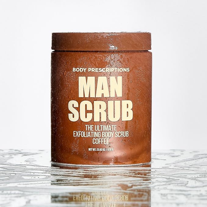 Body Prescriptions Men’s Exfoliating Body Scrub – Ultimate Skin Cleansing Wash in Jar with Twist-Top Lid, For All Skin Types, 21 Ounce (Pack of 2), Coffee-Velvo Beauty