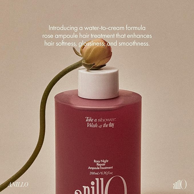 Rosy Night Hair Ampoule Treatment for Damaged Hair – Water-to-Cream Repair Formula with Peptides & Amino Acids – Frizz Control, Color Safe, Silicone-Free, Floral Musk Scent – 6.76 fl oz-Velvo Beauty