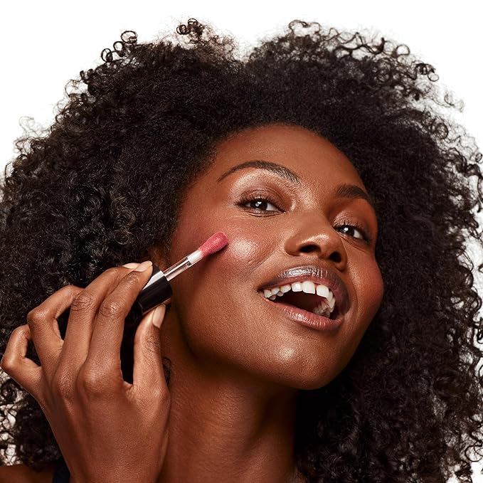 Saie Dew Blush - Lightweight Liquid Blush with a Blendable + Buildable Cream Finish - Dewy Cheek Tint with Doe Foot Wand Makeup Applicator - Warm Dusty Rose - Cutie (.40 oz)-Velvo Beauty