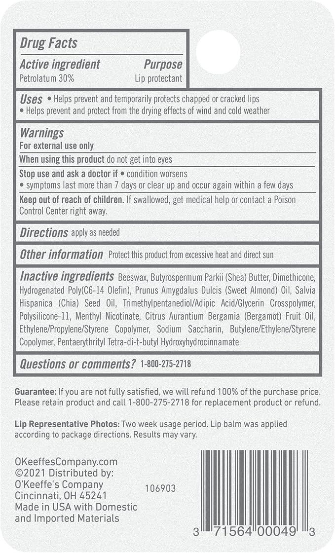 O'Keeffe's Medicated Lip Repair Seal & Heal Lip Protectant, Stick, (Pack of 2)-Velvo Beauty