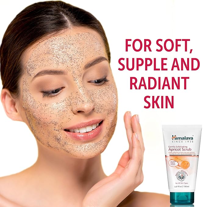 Himalaya Gentle Exfoliating Apricot Scrub with Vitamin E, Exfoliates Dead Skin Cells, For All Skin Types, Free from Parabens, SLS and Phthalates, 150 ml (5.07 oz)-Velvo Beauty