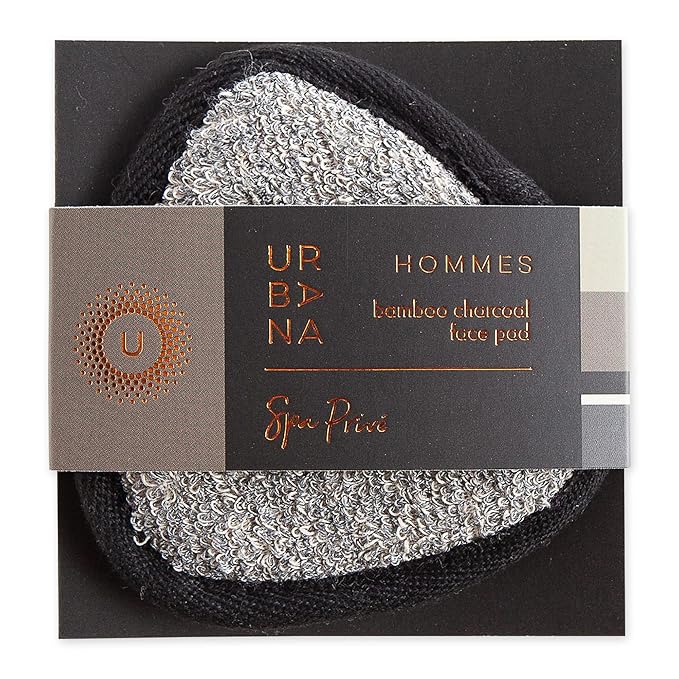 Urbana Spa Prive Men's Bamboo Charcoal Collection, Face Pad,Grey,6338-Velvo Beauty