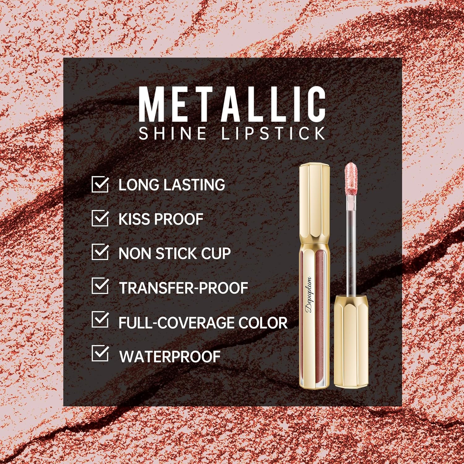 Nude Lipsticks for Women Metallic Lipstick Long Lasting Non Stick Cup Lip Gloss, Shimmer Lightweight Hydrating Full Coverage Lip Color, DP117 Coconut-Velvo Beauty