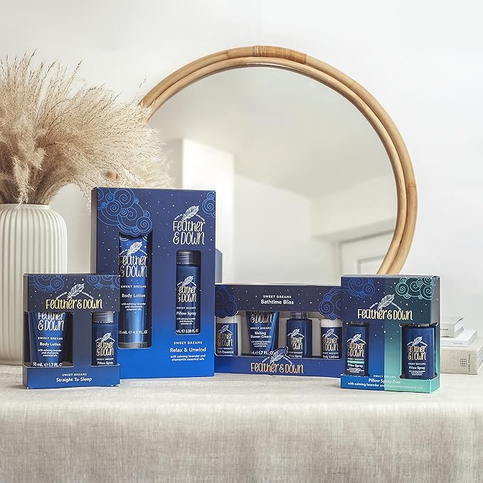 Feather & Down Sweet Dream Relax and Unwind Gift Set (100ml Pillow Spray & 125ml Body Lotion) - With Calming Lavender & Chamomile Essential Oils-Velvo Beauty