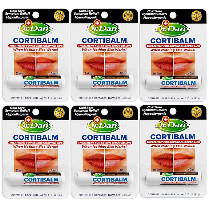 Dr. Dan's Cortibalm-6 Pack-for Dry Cracked Lips - Healing Lip Balm for Severely Chapped Lips - Designed for Men, Women and Children-Velvo Beauty