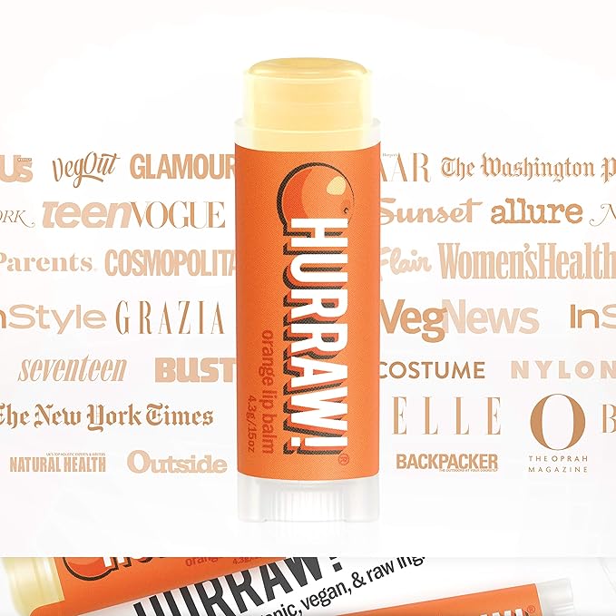 Hurraw! Orange Lip Balm: Organic, Certified Vegan, Cruelty and Gluten Free. Non-GMO, 100% Natural Ingredients. Bee, Shea, Soy and Palm Free. Made in USA-Velvo Beauty