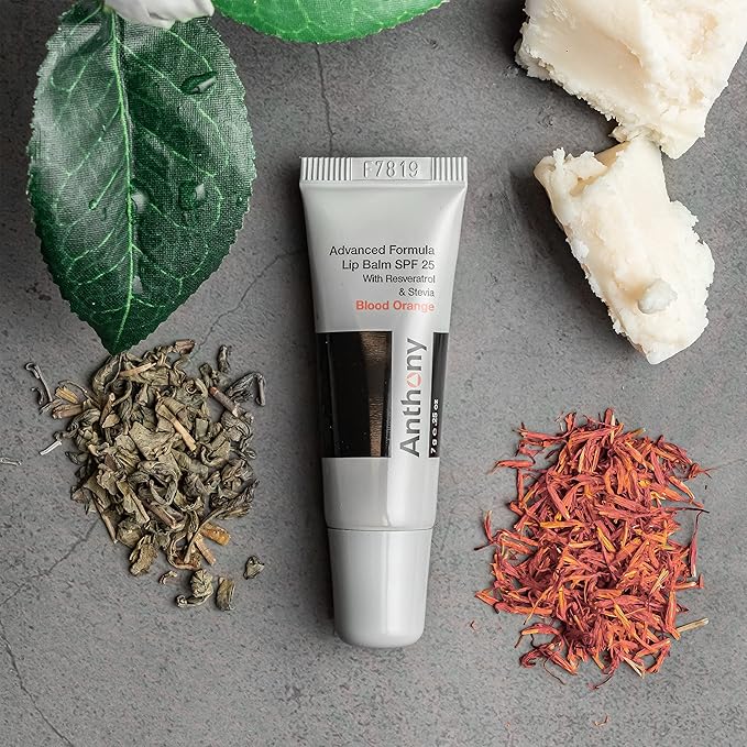 Anthony 25 SPF Lip Balm with Sunscreen for Lips – Contains Green Tea Extract, Shea Butter & Vitamin E – Moisturizing Repair Care Treatment for Chapped & Dry Lips – Blood Orange Flavor-Velvo Beauty