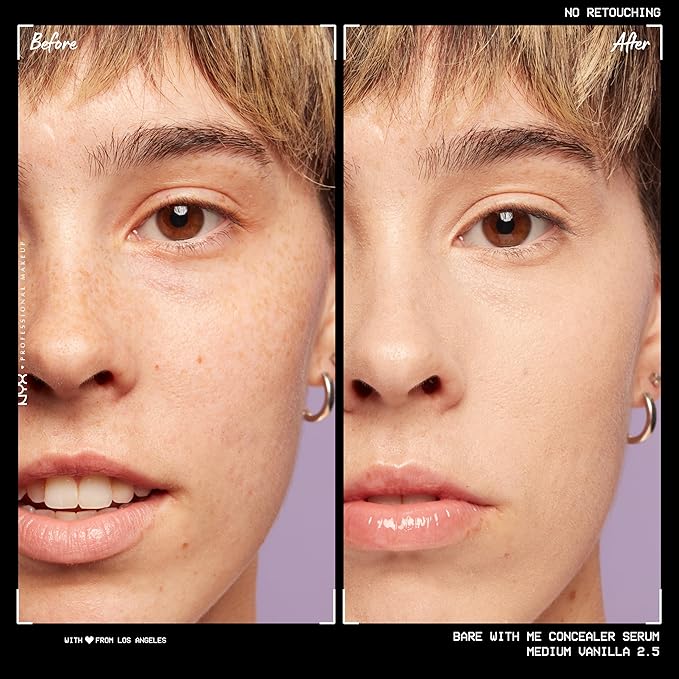 NYX PROFESSIONAL MAKEUP Bare With Me Concealer Serum, Up To 24Hr Hydration - Medium Vanilla-Velvo Beauty
