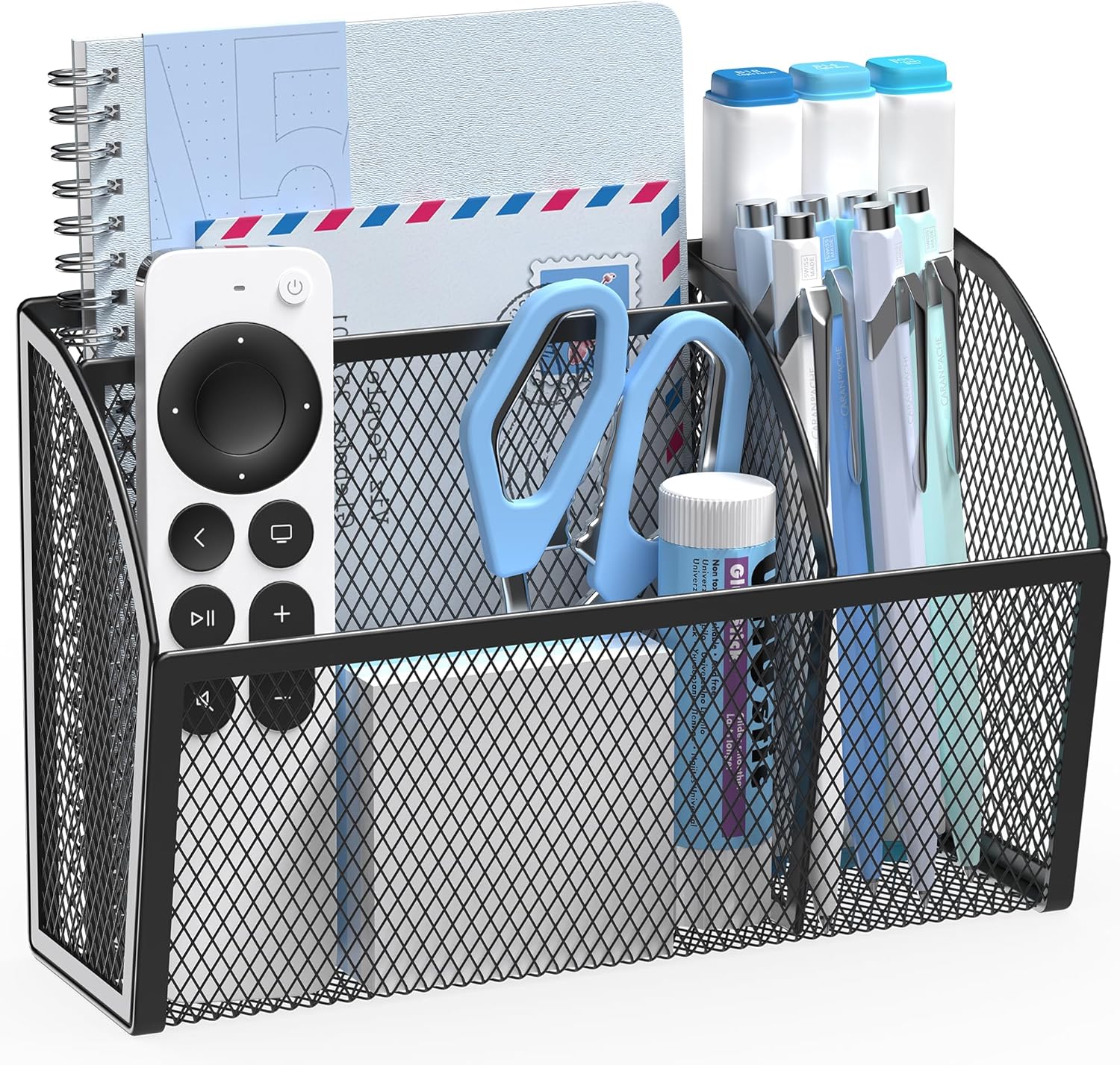 YINGHUA Strong Magnetic Pen Holder for Whiteboard and Refrigerator 3 Compartments Metal Mesh Organizer Space Saving Shelf for Office School Home and Locker - Black-Velvo Beauty