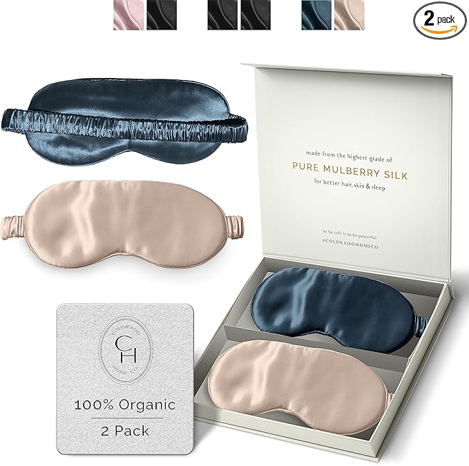 Silk Sleep Mask for Women and Men - Silk Eye Mask for Sleeping, Blindfold, Eye Covers, Pack of 2-Velvo Beauty
