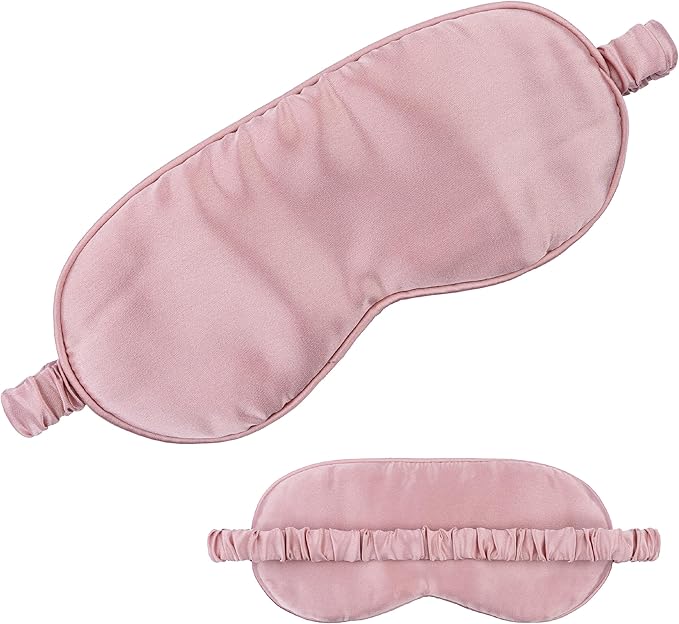in Flight Mind Mulberry Silk Sleep Mask, Eye Mask for Sleeping with Elastic Headband, Super Soft Sleeping Mask,Comfortable Silk Eye Sleep Mask, Sleep Eye Mask for Night Sleeping, Travel, Nap(Pink)-Velvo Beauty