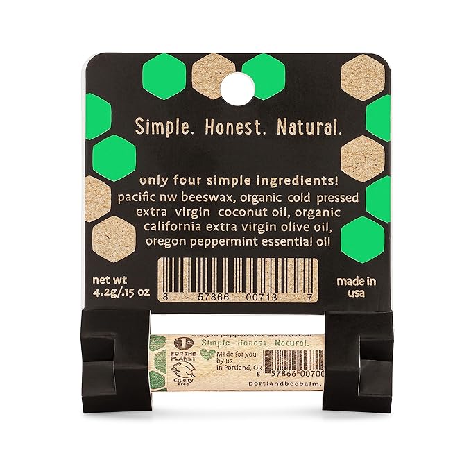 Portland Bee Balm All Natural Handmade Beeswax Based Lip Balm, Oregon Mint 1 Count-Velvo Beauty