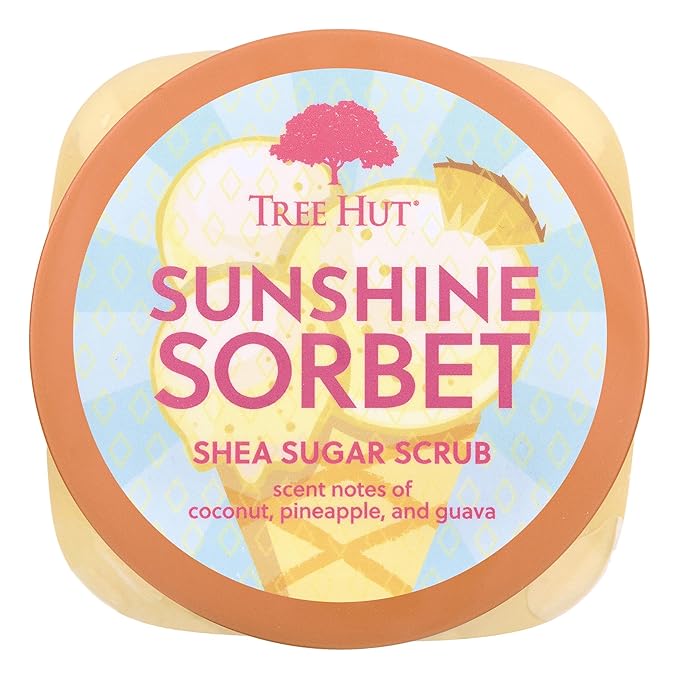 Tree Hut Sunshine Sorbet Shea Sugar Scrub | Exfoliating Body Scrub Removes Dead, Dry Skin for a Soft & Hydrated Feel | Nourishing Essential Body Care | 18 fl oz.-Velvo Beauty