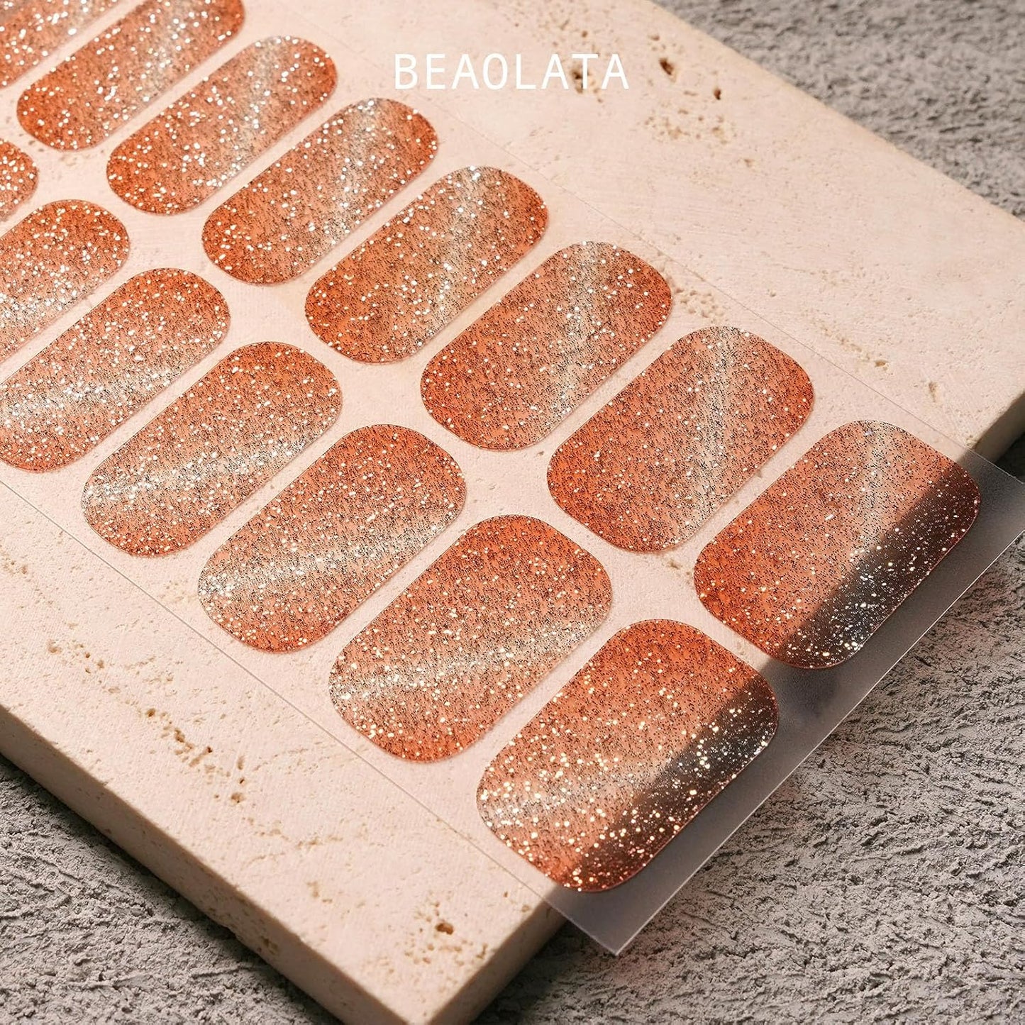 Nail Polish Strips, 32PCS Salon Quality Wraps, Long Lasting Gel Nail Stickers for Women Easy Apply& Remove (Moonlight Gold Leaf)-Velvo Beauty